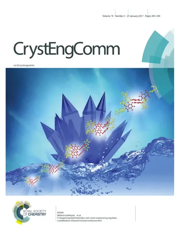 CrystEngComm journal cover by Rafeeque Mavoor